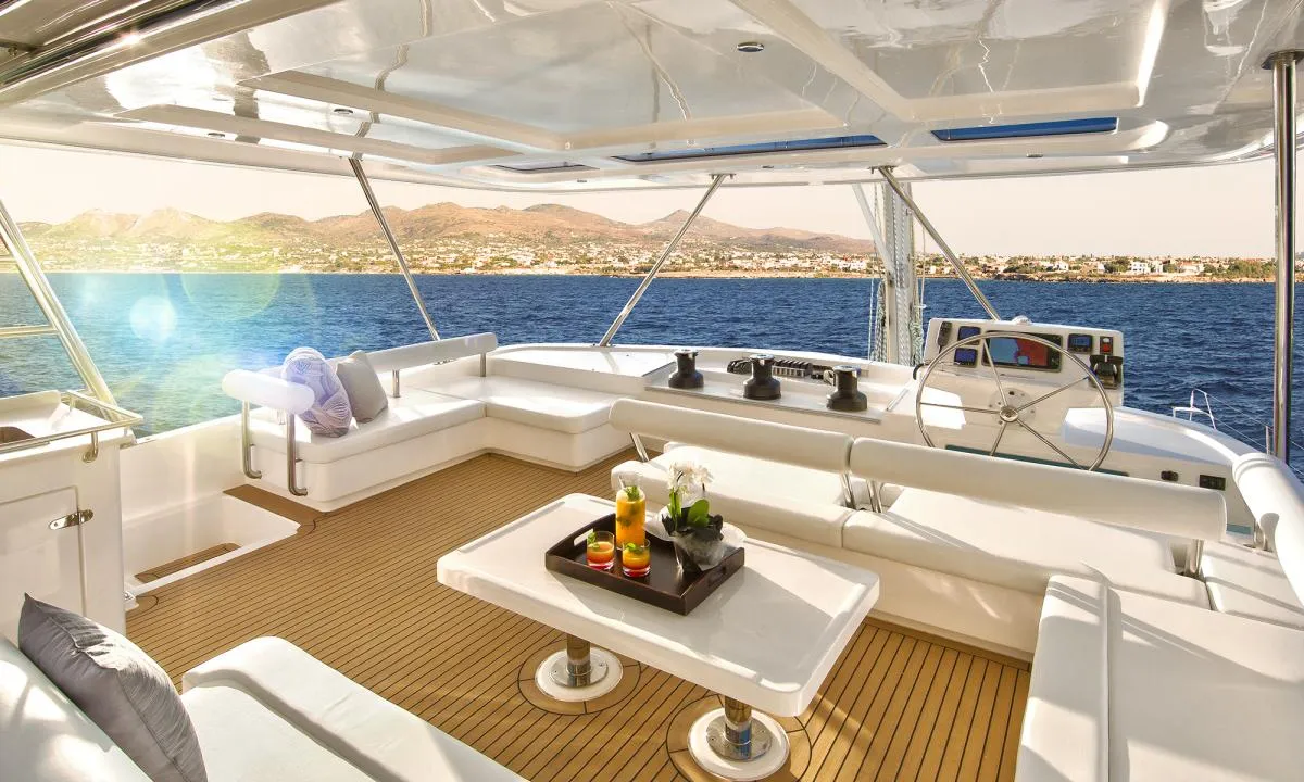 Deck of Moorings 5800 Crewed, a Leopard 58 catamaran at Road Town, British Virgin Islands
