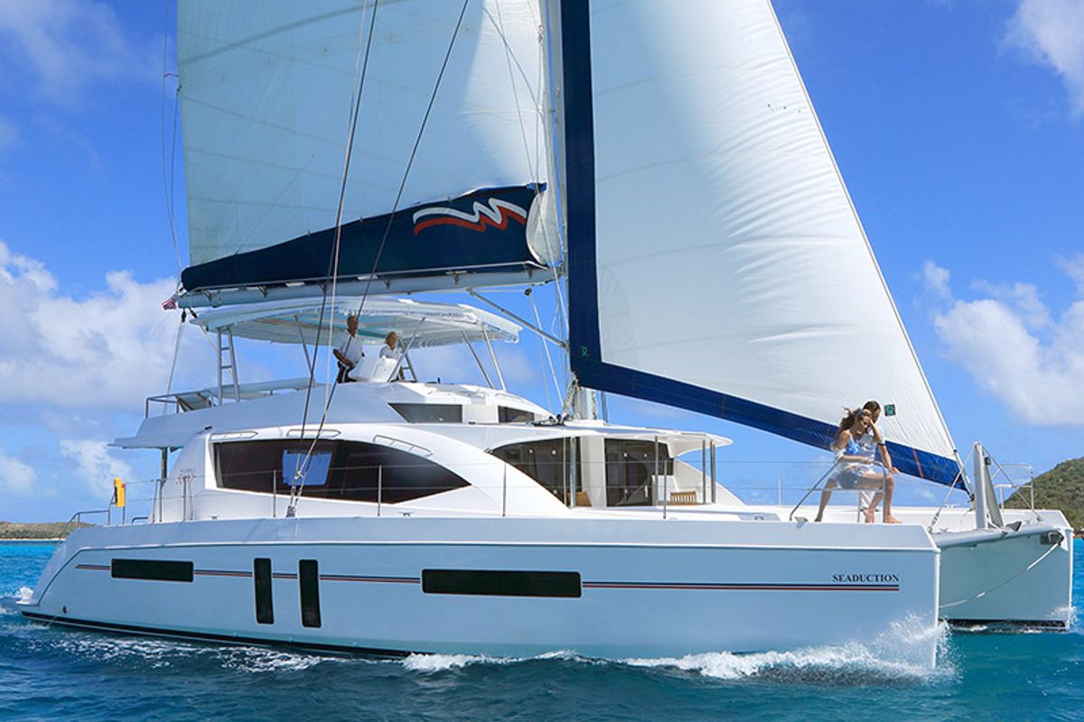 Exterior view of Moorings 5800 Crewed, a Leopard 58 catamaran at Road Town, British Virgin Islands