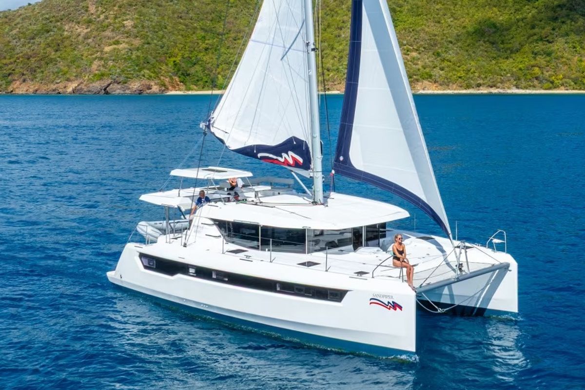 Exterior view of Moorings 4600 Exclusive Plus, a Leopard 46 catamaran at Procida, Italy