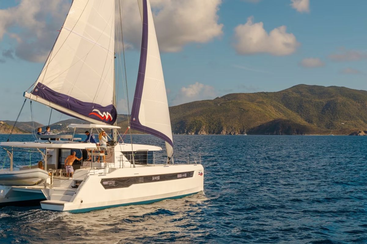 Exterior view of Moorings 4600 Exclusive Plus, a Leopard 46 catamaran at Procida, Italy