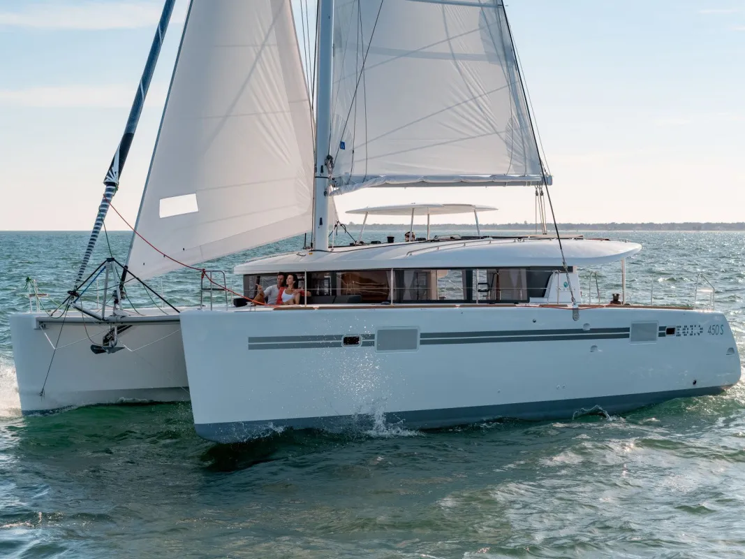 Blue Diamond, a Lagoon Lagoon 450 Sport catamaran at Pianottoli-Caldarello, France