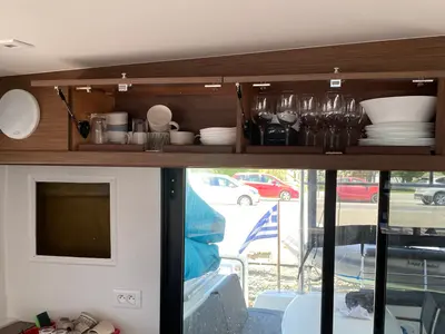 Galley of ORSA (AC/Gen/W.Maker, a Lagoon 42 catamaran at Skiathos, Greece