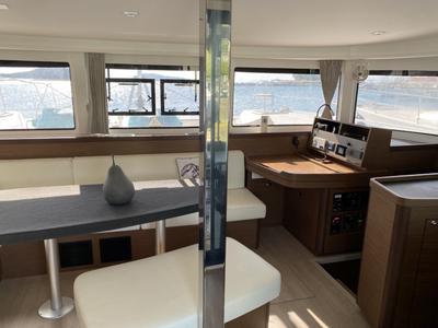 Salon of ORSA (AC/Gen/W.Maker, a Lagoon 42 catamaran at Skiathos, Greece