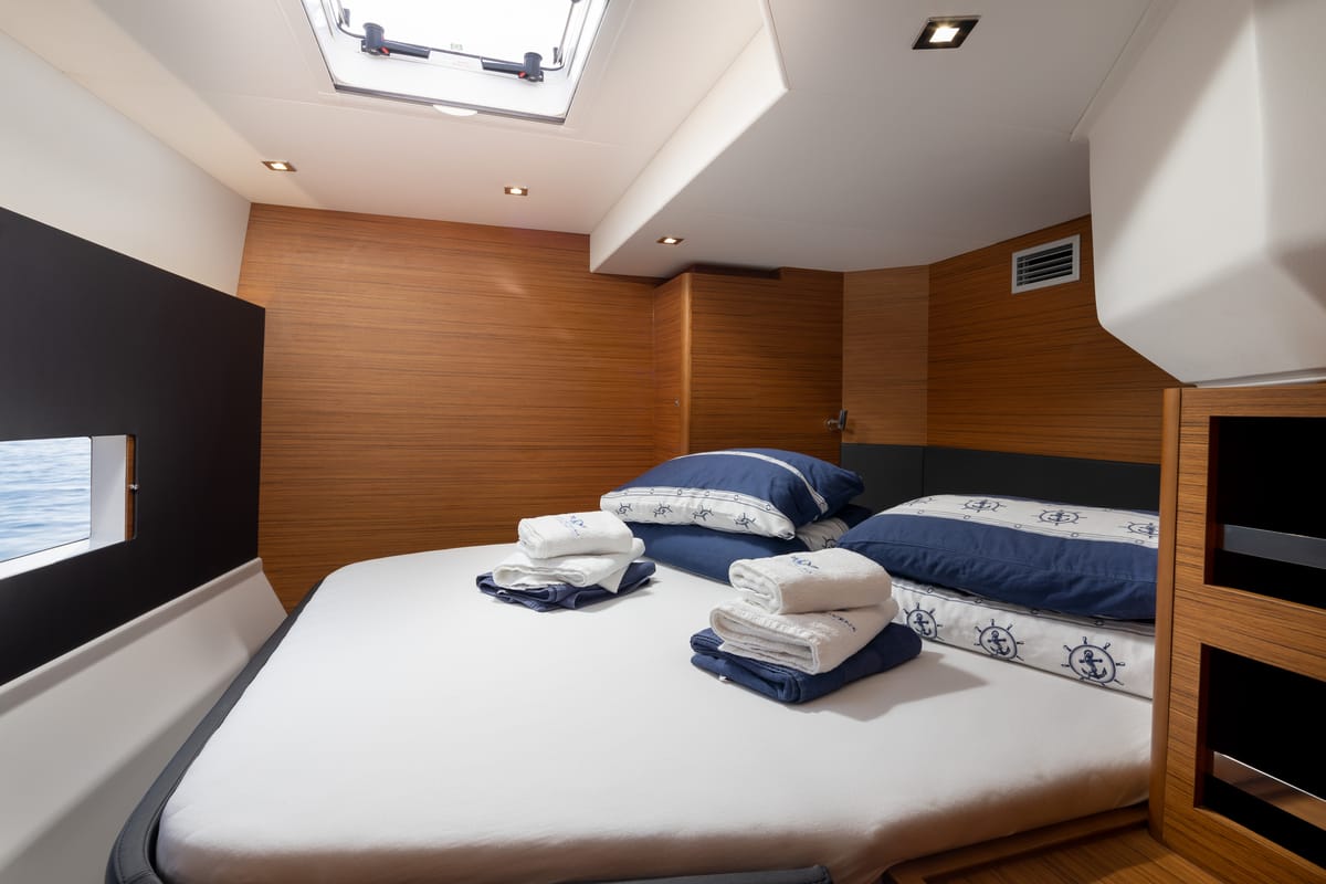 Cabin on Pax, a Dufour 48 Catamaran catamaran at Primošten, Croatia