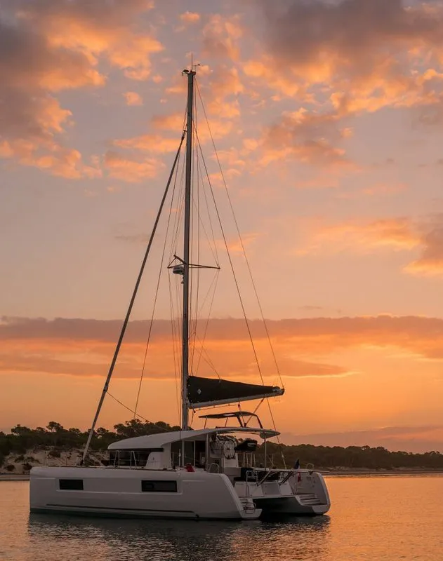 Exterior view of Cotopaxi, a Lagoon 40 catamaran at Seychelles, Mahe, Seychelles