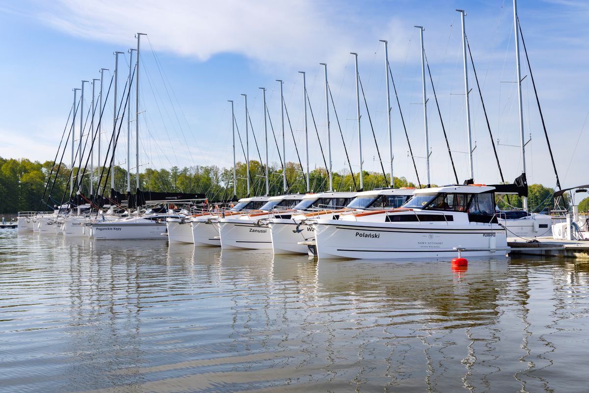 Salon of Wajda, a Northman Nexus Revo 870 Prestige motorboat at Sztynort, Poland