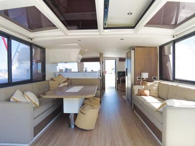 Salon of Seasight, a Bali 4.4 catamaran at Ajaccio, France