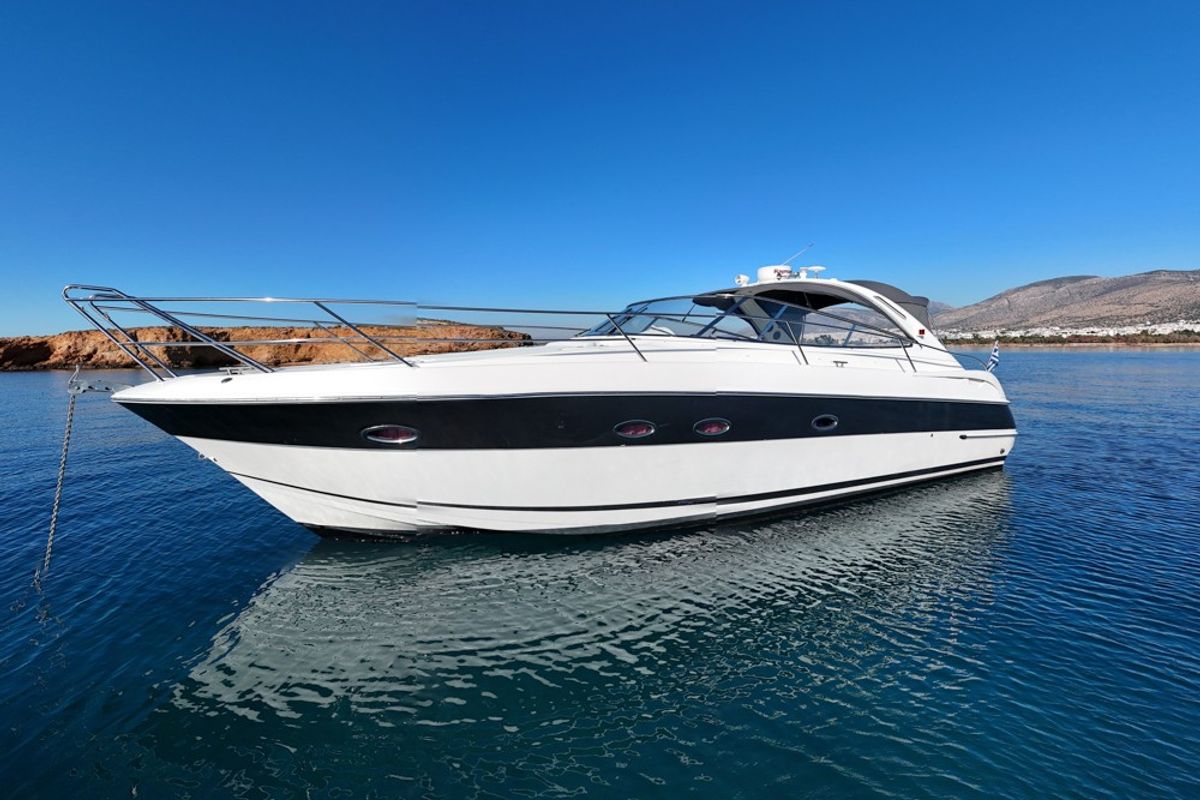 Exterior view of AEGEAN BLUE, a Bavaria 40 sailboat at Mykonos, Greece