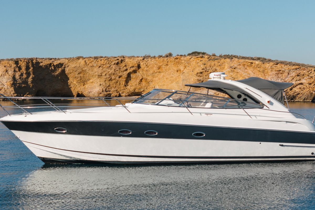 Exterior view of AEGEAN BLUE, a Bavaria 40 sailboat at Mykonos, Greece