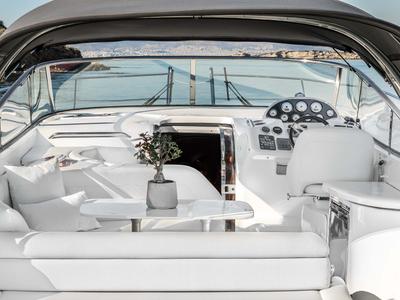 Deck of AEGEAN BLUE, a Bavaria 40 sailboat at Mykonos, Greece