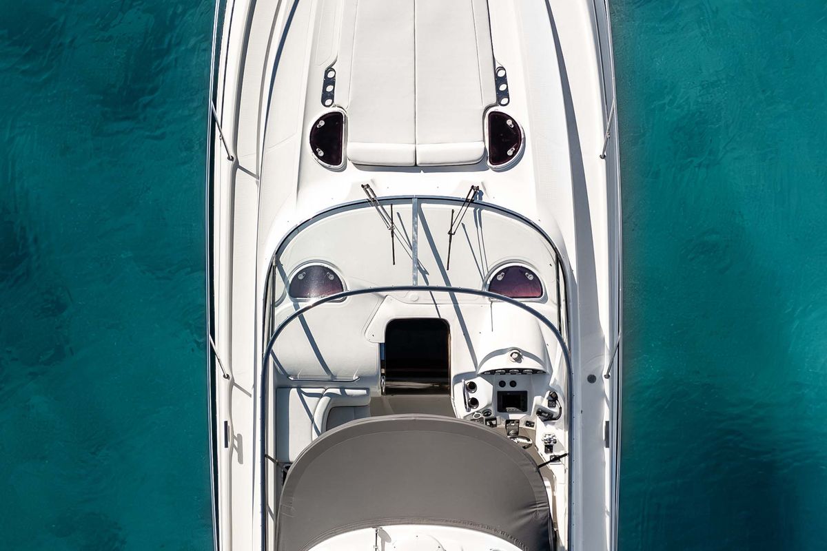 Exterior view of AEGEAN BLUE, a Bavaria 40 sailboat at Mykonos, Greece