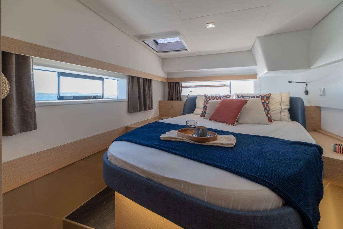 Cabin on SKYWALKER, a Fountaine Pajot FP 44 catamaran at Seget Donji, Croatia