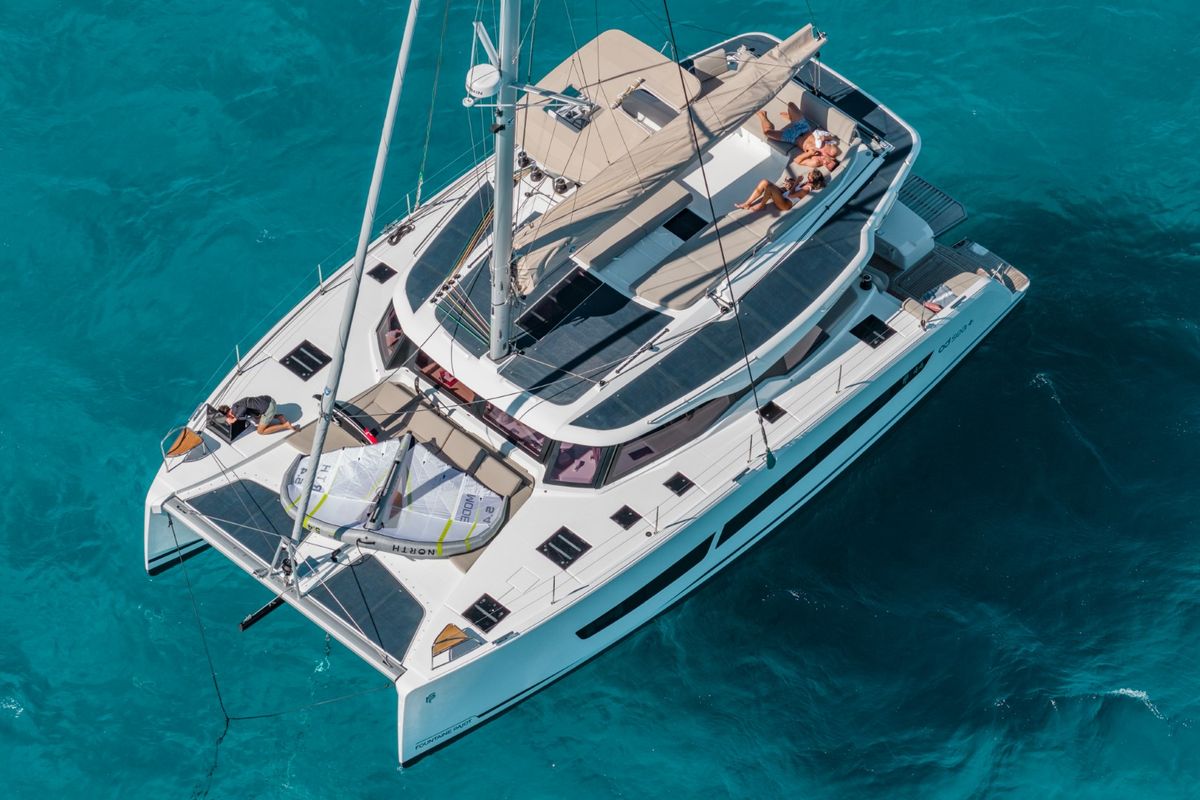 Exterior view of SKYWALKER, a Fountaine Pajot FP 44 catamaran at Seget Donji, Croatia