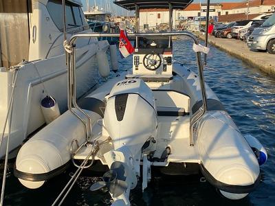 Cockpit of nn, a Falkor Boats Horvat i kćeri d.o.o. RIB Falkor 22 rib at Grad Šibenik, Croatia