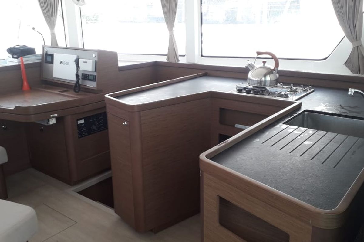 Galley of Uiara, a Lagoon 42 catamaran at Alameda, United States