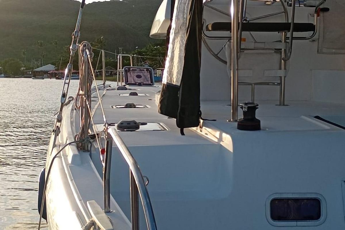 Deck of Uiara, a Lagoon 42 catamaran at Alameda, United States