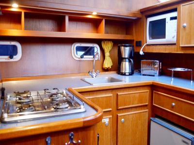 Galley of Drait 48, a De Drait Renal 40 motorboat at Drachten, Netherlands