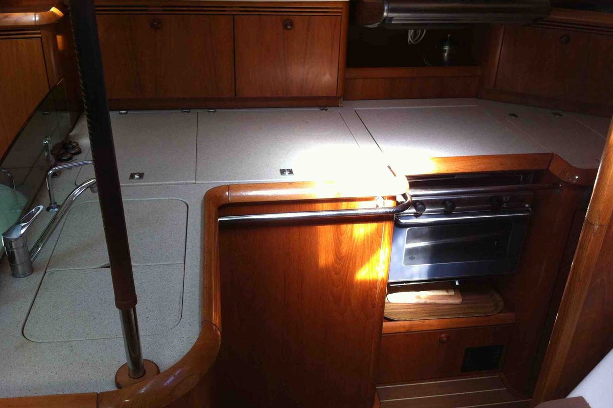 Galley of Idrea, a Jeanneau Sun Odyssey 49DS sailboat at Lavreotiki Municipal Unit, Greece