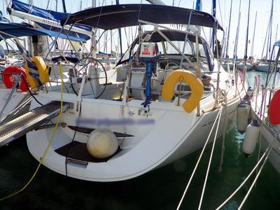 Deck of Idrea, a Jeanneau Sun Odyssey 49DS sailboat at Lavreotiki Municipal Unit, Greece