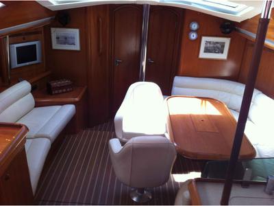 Salon of Idrea, a Jeanneau Sun Odyssey 49DS sailboat at Lavreotiki Municipal Unit, Greece