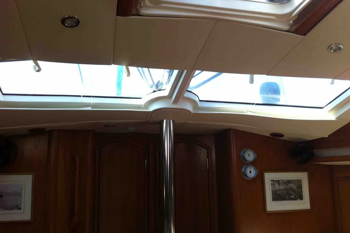 Salon of Idrea, a Jeanneau Sun Odyssey 49DS sailboat at Lavreotiki Municipal Unit, Greece