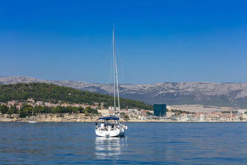 Exterior view of Anima Maris II, a Beneteau Oceanis 38.1 sailboat at Split, Croatia