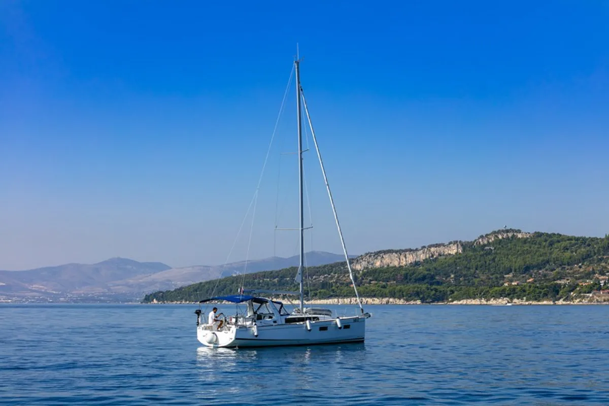 Exterior view of Anima Maris II, a Beneteau Oceanis 38.1 sailboat at Split, Croatia