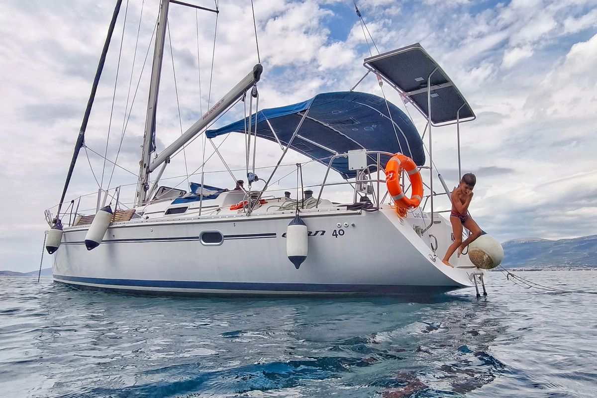 Deck of Classic, a Elan 40 sailboat at Split, Croatia