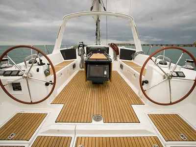 Cockpit of Megan, a Beneteau Oceanis 45 sailboat at Pa Khlok, Thailand