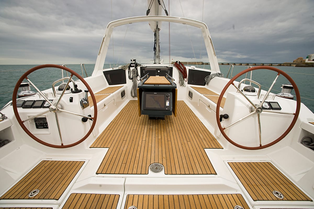 Cockpit of Megan, a Beneteau Oceanis 45 sailboat at Pa Khlok, Thailand