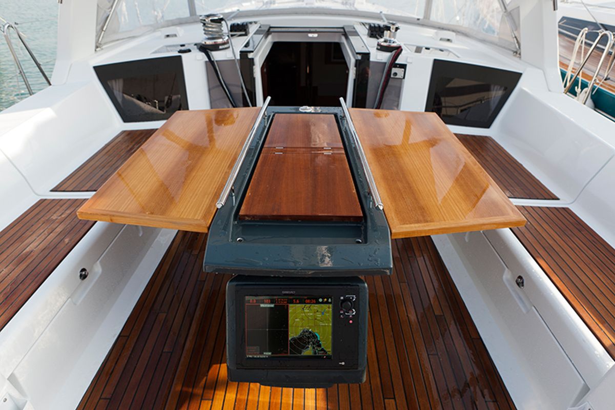 Cockpit of Megan, a Beneteau Oceanis 45 sailboat at Pa Khlok, Thailand