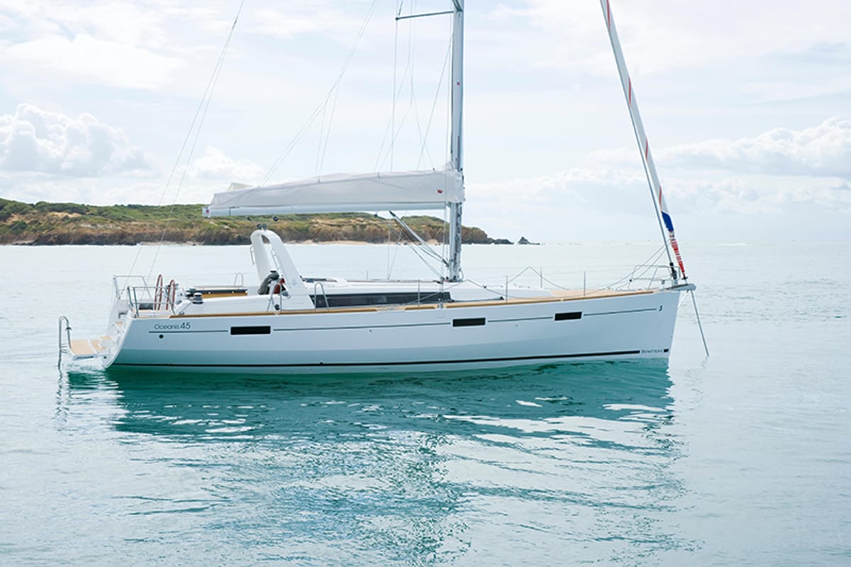 Exterior view of Megan, a Beneteau Oceanis 45 sailboat at Pa Khlok, Thailand