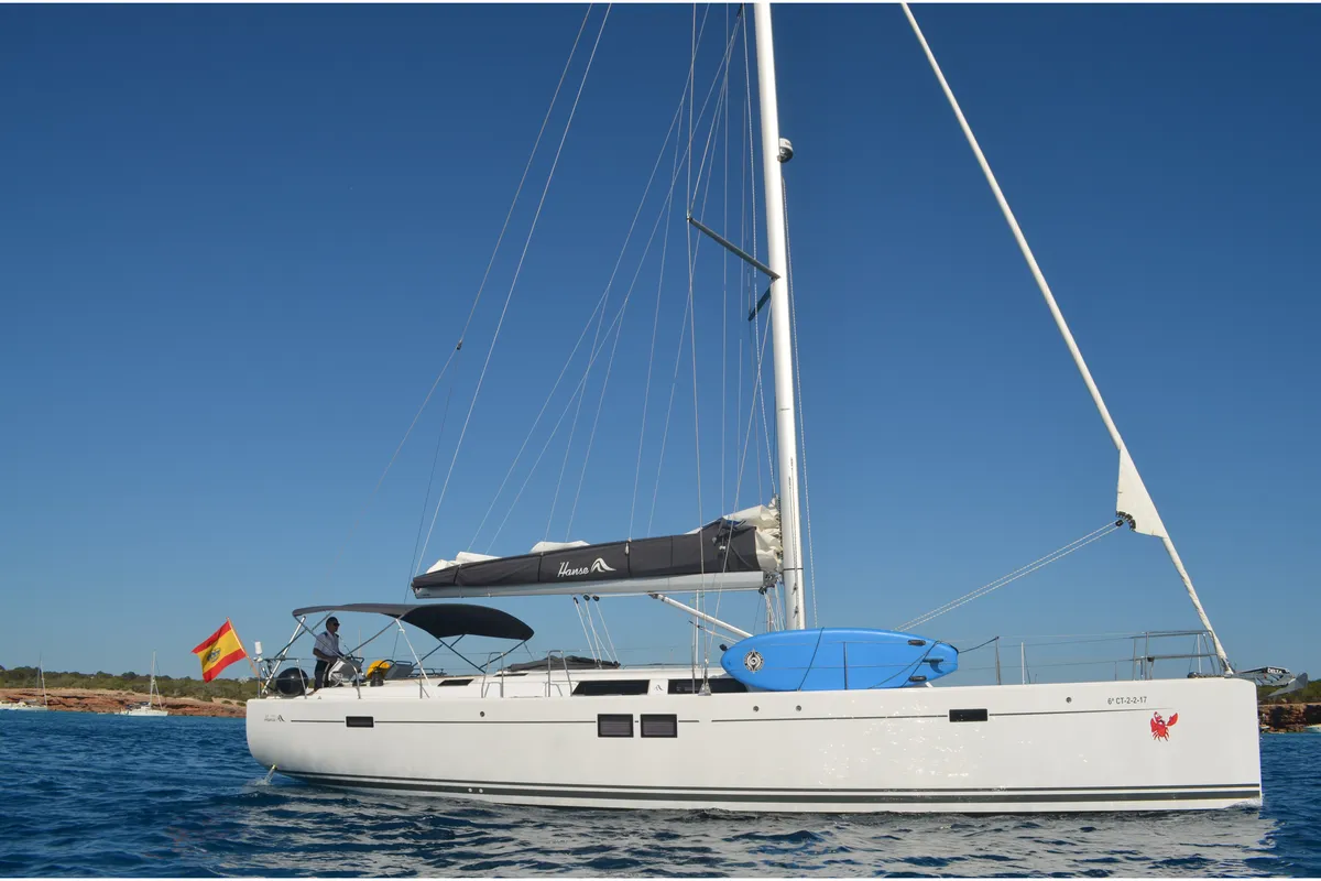 Ariel, a Hanse Yachts Hanse 505 sailboat at Ibiza, Spain