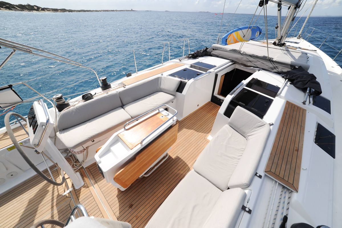Ariel, a Hanse Yachts Hanse 505 sailboat at Ibiza, Spain