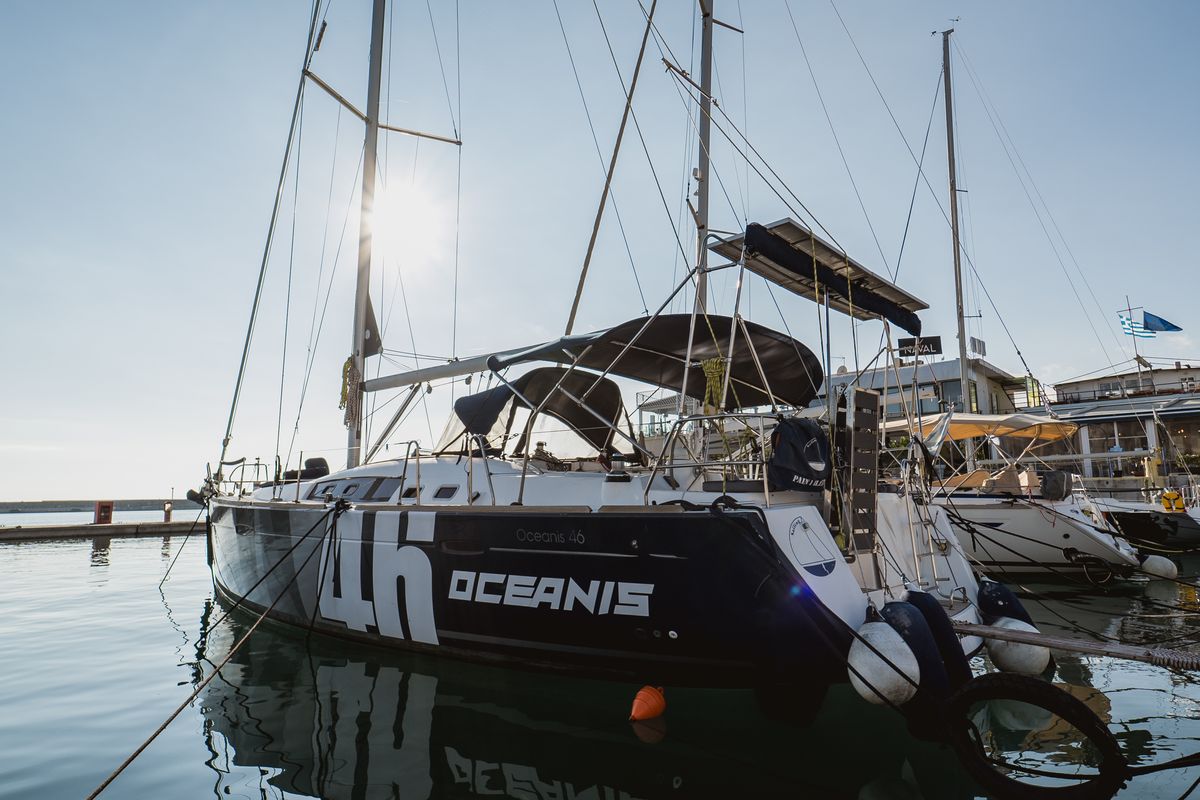 Exterior view of Pain Killer, a Beneteau Oceanis 46 sailboat at Kavala, Greece