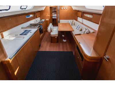 Salon of Pain Killer, a Beneteau Oceanis 46 sailboat at Kavala, Greece