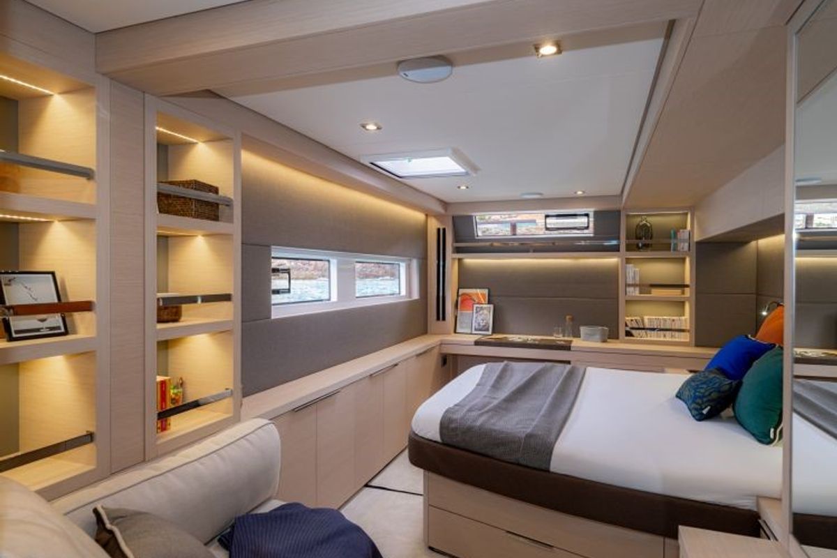 Cabin on Verina Star , a Lagoon 55 catamaran at Athens, Greece