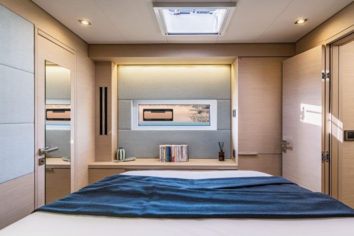 Cabin on Verina Star , a Lagoon 55 catamaran at Athens, Greece
