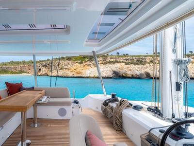 Cockpit of Verina Star , a Lagoon 55 catamaran at Athens, Greece