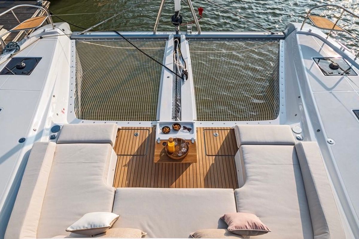 Deck of Verina Star , a Lagoon 55 catamaran at Athens, Greece