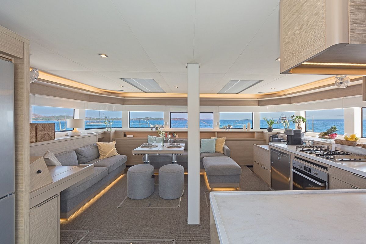 Galley of Verina Star , a Lagoon 55 catamaran at Athens, Greece
