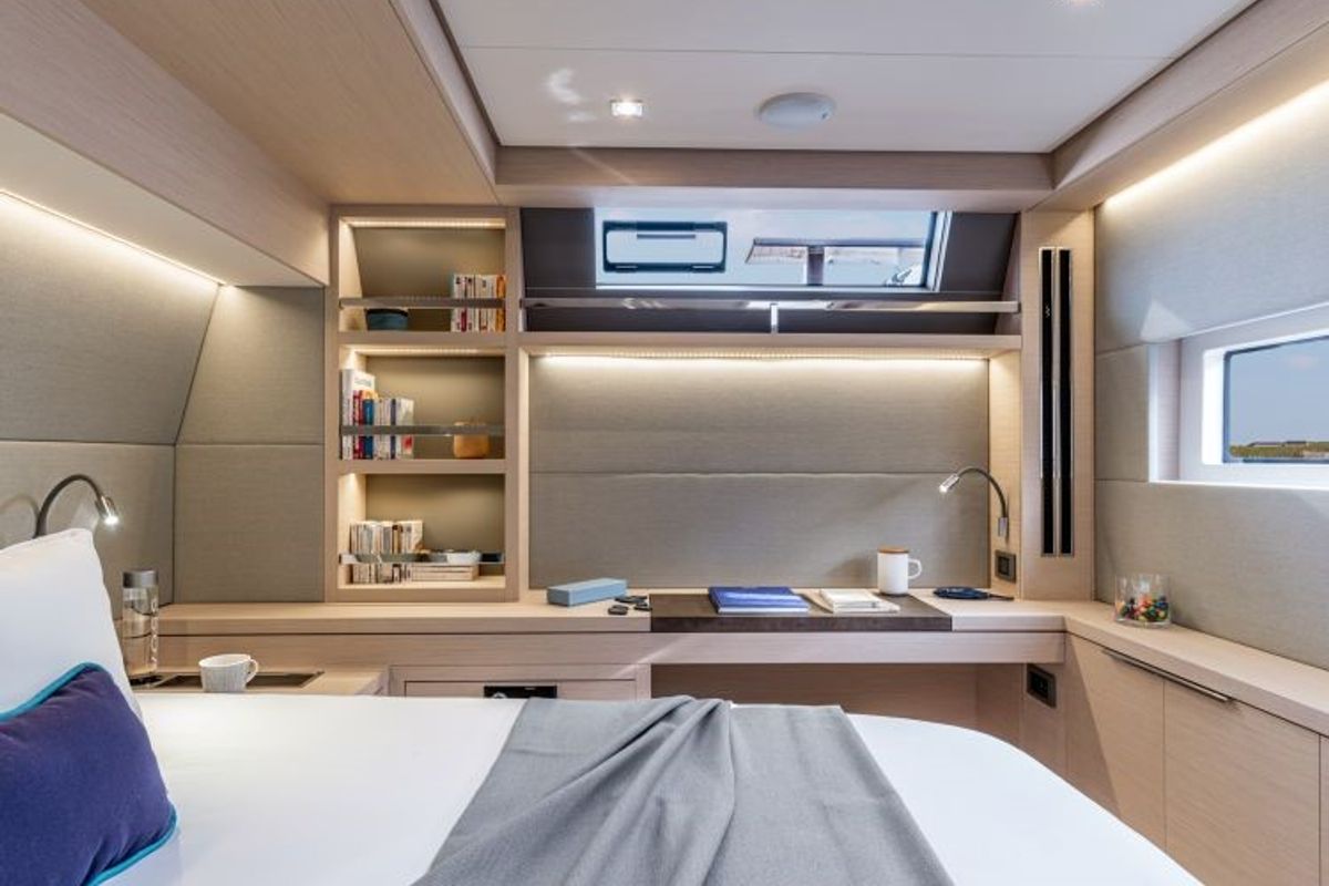 Cabin on Verina Star , a Lagoon 55 catamaran at Athens, Greece