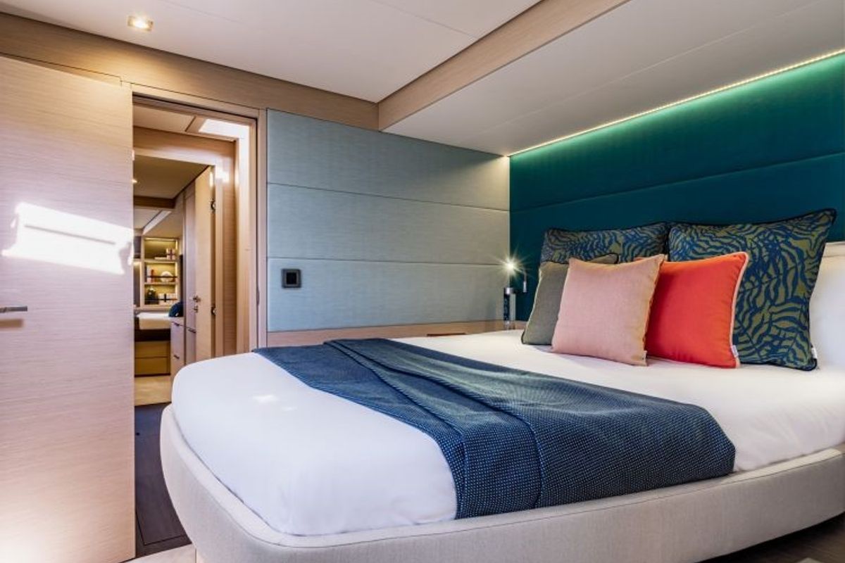 Cabin on Verina Star , a Lagoon 55 catamaran at Athens, Greece