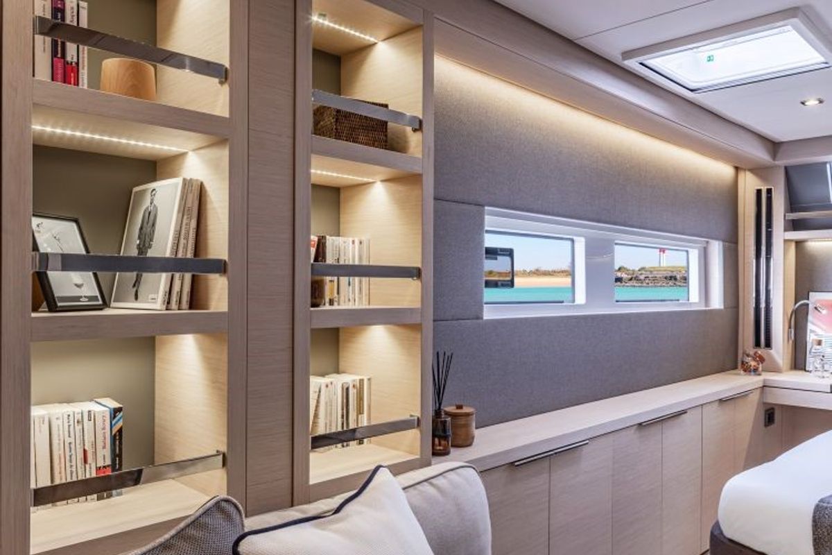 Cabin on Verina Star , a Lagoon 55 catamaran at Athens, Greece