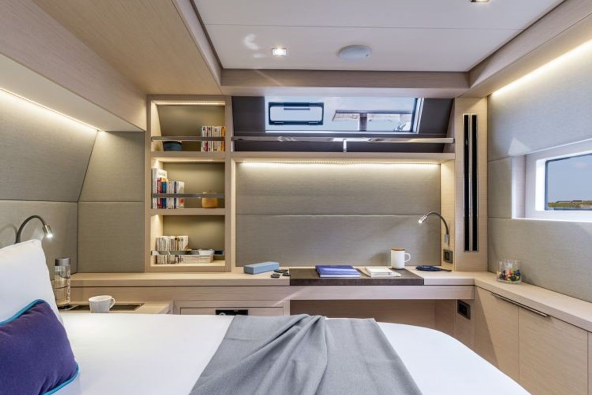Cabin on Verina Star , a Lagoon 55 catamaran at Athens, Greece