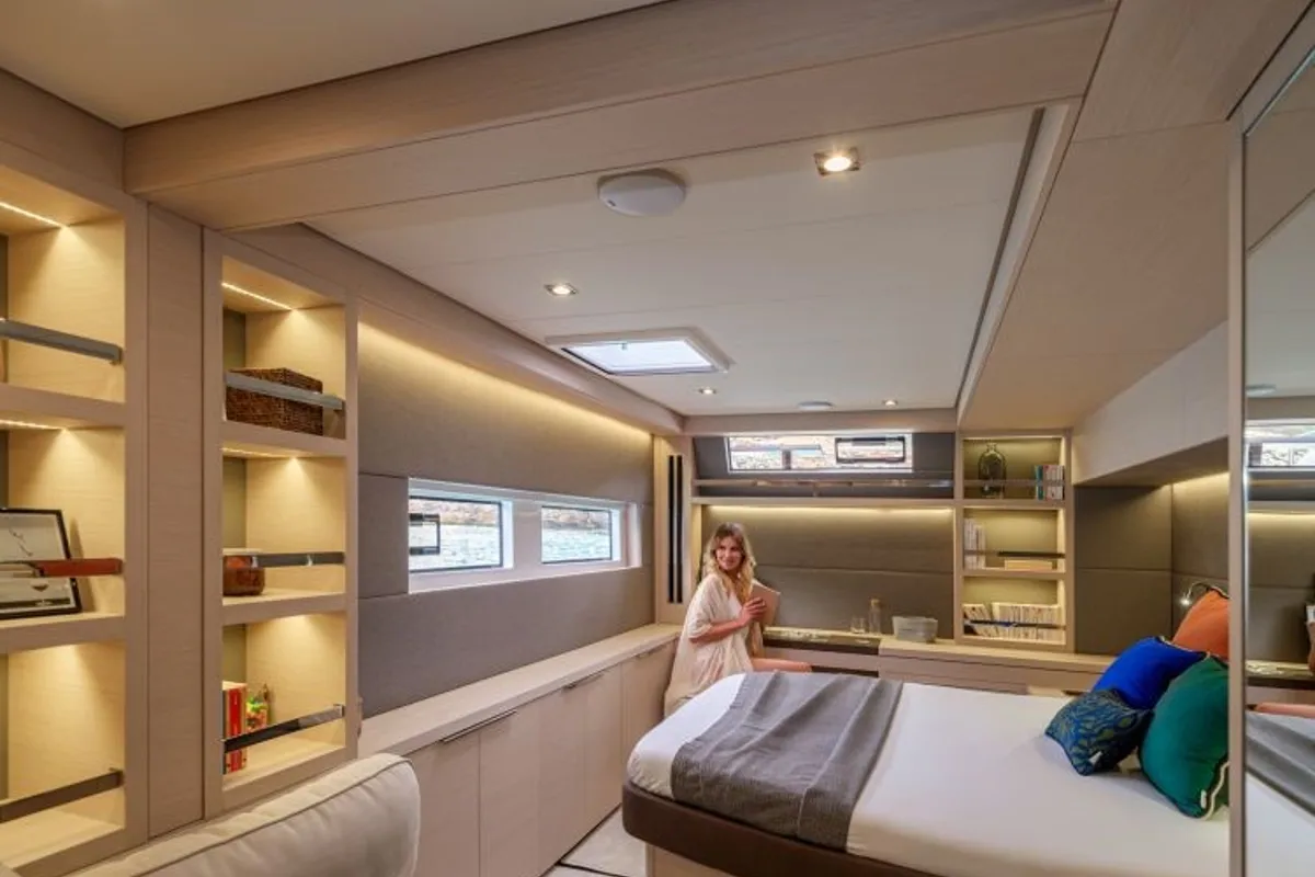 Cabin on Verina Star , a Lagoon 55 catamaran at Athens, Greece