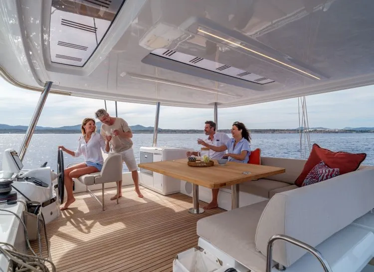 Cockpit of Verina Star , a Lagoon 55 catamaran at Athens, Greece
