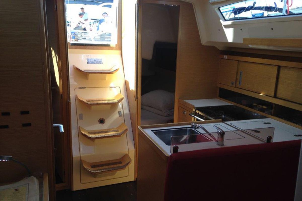 Galley of Yankee, a Elan 350 sailboat at Grad Biograd na Moru, Croatia
