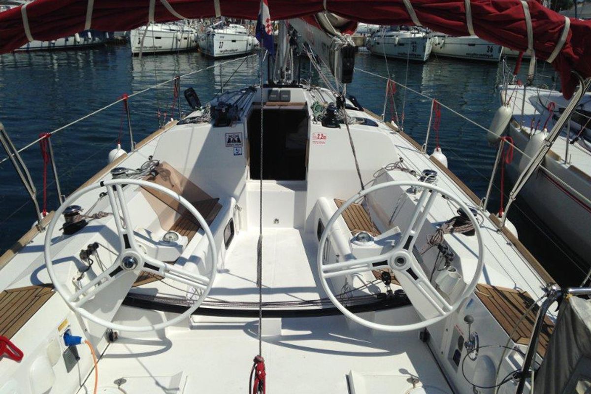 Cockpit of Yankee, a Elan 350 sailboat at Grad Biograd na Moru, Croatia
