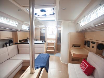 Salon of Atlas, a Hanse Yachts Hanse 388 sailboat at Marmaris, Turkey